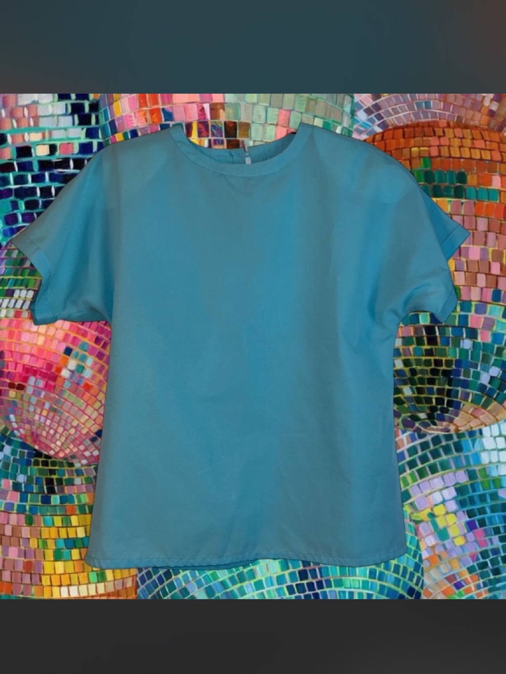 Vintage Retro Diane Von Furstenberg Turquoise/Aqua blue blouse Size 8